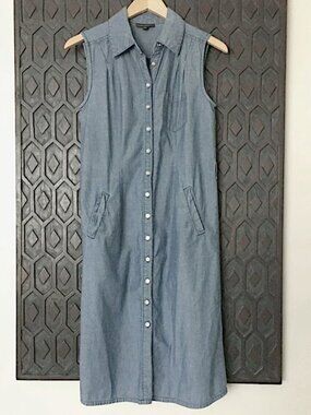 VTG 90s Cotton Ginny Denim Chambray Midi Maxi Dress Size 8 Cottagecore